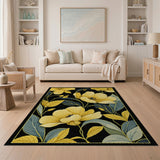 Vivid Yellow Floral Area Rug