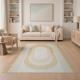 Beige Arched Geometric Area Rug