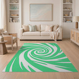 Hypnotic Green Spiral Abstract Area Rug