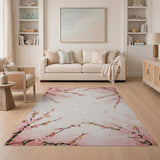 Pink Cherry Blossom Branch Area Rug