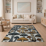 Boho Chic Whimsical Mushroom Forage Area Rug