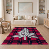 Festive Red Plaid Christmas Tree Area Rug