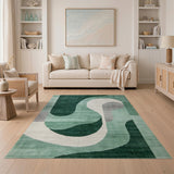 Geometric Modern Emerald Green Abstract Geometric Area Rug