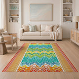 Multi-color and Patterns Vibrant Zigzag Multi-Color Southwestern Rug