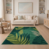 Abstract Area Emerald Green Leaf Abstract Area Rug