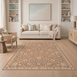 Floral Vintage Brown and Tan Brown Floral Vintage Area Rug