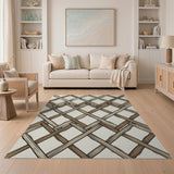 Woven Lattice Brown Tan Area Rug