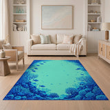 Blue Coral Reef Fish Underwater Area Rug
