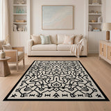 Heritage Tribal Black White Geometric Area Rug