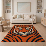 Geometric Modern Bold Orange Tiger Face Area Rug
