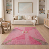 Vibrant Pink Geometric Shag Area Rug