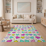 Playful Hearts Stars Multi-Color Area Rug