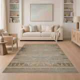 Southwestern Beige and Neutral Beige Grey Southwestern Geometric Area Rug