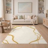 Gold and Silver Gold Wavy Abstract Area Rug
