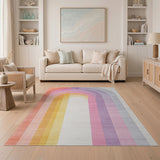 ODIKA Abstract Rainbow Arch Washable Area Rug - Low Pile Non-Slip
