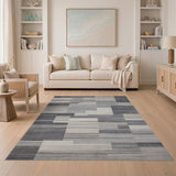 Modern Grey Geometric Block No. 2 Area Rug