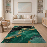 Green Abstract Area Emerald Green Gold Vein Abstract Area Rug