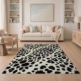 Leopard Print Area Rug Black on Cream