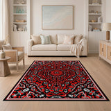 Vibrant Red Persian Area Rug with Intricate Patterns