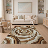 Brown Tan Geometric Abstract Area Rug