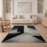 Black White Geometric Grid Perspective Rug