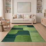 Green Geometric Overlap Area Rug