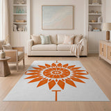 Orange Vibrant Orange Sunburst Geometric Area Rug