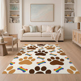 Rainbow Paw Print Kids Cartoon Area Rug