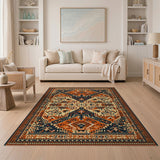 Terracotta and Navy Persian Area Rug