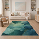 Abstract Area Teal Abstract Wave Area Rug