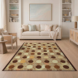 Brown Tan Polka Dot Woven Area Rug