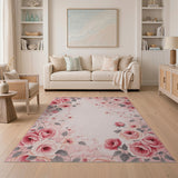 Pink Blush Pink Rose Floral Vintage Rug