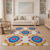 Vibrant Multi-Color Mandala Geometric Area Rug