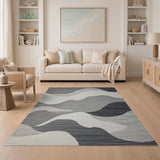 Abstract Grey Wave Peaks Area Rug