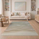 Layered Abstract Waves Area Rug