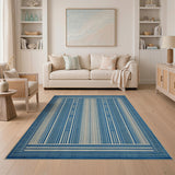 Indigo Geometric Striped Area Rug
