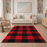Red Rustic Farmhouse Red Black Buffalo Plaid Area Rug