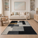 Modern Geometric Grey Block Area Rug