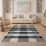 Geometric Modern Bold Black White Plaid Geometric Area Rug