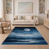 Midnight Moon Over Geometric Mountains Rug