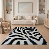 Zebra Print Faux Fur Area Rug
