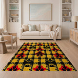 Vibrant Yellow Maple Leaf Plaid Area Rug