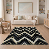 Bold Zigzag Geometric Black White Rug