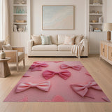 Textured Pink Bow Area Rug