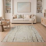 Abstract Birch Grove Beige Area Rug