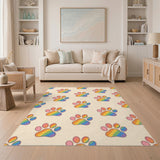 Multi-color and Patterns Rainbow Paw Print Kids Area Rug