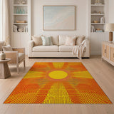 Radiant Sunburst Geometric Yellow Area Rug