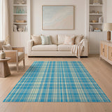 Classic Blue Gingham Plaid Area Rug