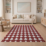 Red Winged Teapot Geometric Area Rug