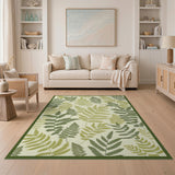 Floral Vintage Vintage Green Fern Leaf Area Rug